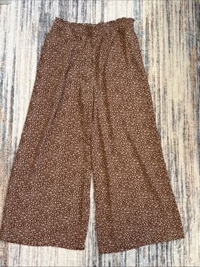 Brown Floral Wide-Leg Palazzo Pants